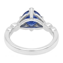 Afbeelding in Gallery-weergave laden, 14K gouden ring met drie stenen biljoen blauwe saffier 1,75 karaat Natuurlijke echte diamant ( niet in het laboratorium gekweekt )en
