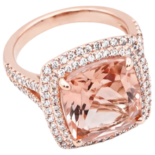 Afbeelding in Gallery-weergave laden, 14K roségouden Morganite en Natuurlijke echte diamanten ( niet in een laboratorium gekweekt ) ring van 10,25 ct nieuw
