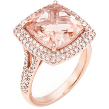 Afbeelding in Gallery-weergave laden, 14K roségouden Morganite en Natuurlijke echte diamanten ( niet in een laboratorium gekweekt ) ring van 10,25 ct nieuw
