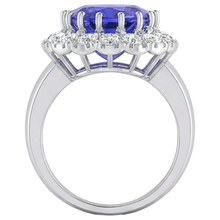 Afbeelding in Gallery-weergave laden, 14K Witgoud 15 Karaat Grote Tansaniet En Kleine Natuurlijke uit de aarde gewonnen Diamanten Ring Nieuw
