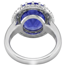 Afbeelding in Gallery-weergave laden, 14K Witgoud 15 Karaat Grote Tansaniet En Kleine Natuurlijke uit de aarde gewonnen Diamanten Ring Nieuw
