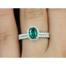 Afbeelding in Gallery-weergave laden, 14K witgoud dames groene smaragd &amp; diamanten ring 4,55 karaat fijne sieraden
