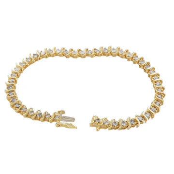 14K Geel Goud Ronde 5 Karaat Echt Diamanten Tennisarmband Sieraden