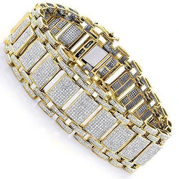 14K Geelgouden Ronde Geslepen Herenarmband 25 Karaat Echt Diamanten Sieraden