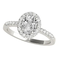 14K Gouden Halo Ring met Accenten Ovale Oude Mijnwerker Natuurlijke uit de aarde gewonnen Diamant 5 Karaat