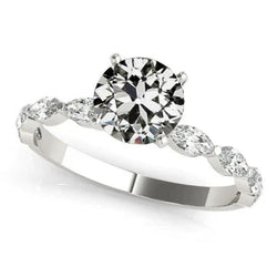 Marquise & Rond Oude Mijnwerker Natuurlijke uit de aarde gewonnen Diamanten Ring met Accenten Goud Sieraden 4 Karaat