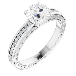 14K Gouden Ronde Old Mine Cut Natuurlijke uit de a aarde gewonnen Diamanten Ring Antieke Stijl 4.25 Karaat