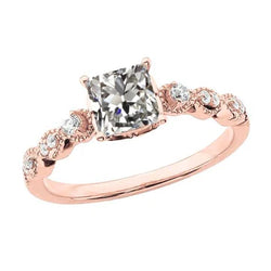 14K Gouden Ring met Ronde & Kussen Oud Geslepen Natuurlijke uit de aarde gewonnen Diamanten 3 Karaat Dames Sieraden