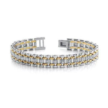 14K Tweekleurige Gouden Echt Diamanten Herenarmband Nieuwe Sieraden 2,50 Karaat