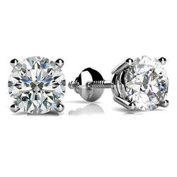 14K White Gold Prong Set 3,00 Karaat Echt Diamanten Oorknopjes