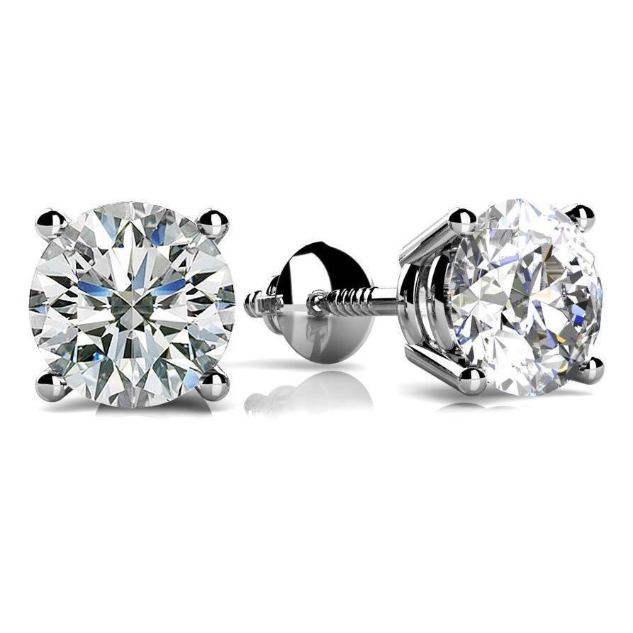 14K White Gold Prong Set 3,00 Karaat Echt Diamanten Oorknopjes