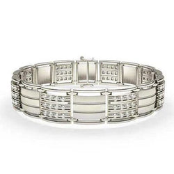 14K Witgoud 3 Karaat Briljantslijpsel Natuurlijke uit de aarde gewonnen Diamanten Herenarmband Nieuw