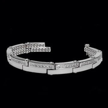 14K Witgoud 9,45 Karaat Echt Diamanten Heren Armband Nieuw