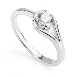 14K Witgouden 1,10 Ct Sprankelende Ronde Echt Diamanten Solitaire Ring Nieuw