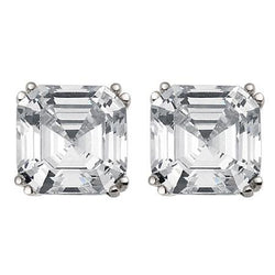 14K Witgoud Dames Asscher Geslepen 4 Karaat Natuurlijke uit de aarde gewonnen Diamanten Oorknopjes Fijn
