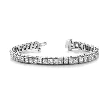 14K Witgouden Princess Cut-Kanaalset 10,50 KaraatEcht Diamant Tennisarmband