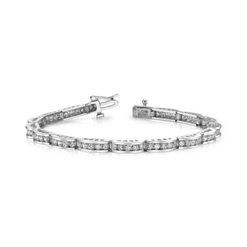 14K Witgouden Ronde Kanaal Echt Diamanten Armband 7,50 Karaat