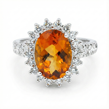 Afbeelding in Gallery-weergave laden, 14K witgouden Madeira Citrien en Natuurlijke echte diamanten ( niet in een laboratorium gekweekt ) ring 22,50 karaat sieraden

