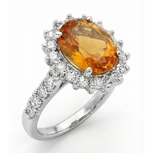 Afbeelding in Gallery-weergave laden, 14K witgouden Madeira Citrien en Natuurlijke echte diamanten ( niet in een laboratorium gekweekt ) ring 22,50 karaat sieraden
