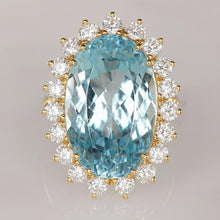 Afbeelding in Gallery-weergave laden, 14K witgouden aquamarijn met diamanten 9 kt verlovingsring
