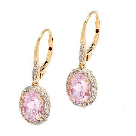 14K geelgouden roze kunziet met diamanten