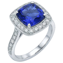 Afbeelding in Gallery-weergave laden, Ring van 14.75 Karaat Tanzaniet met Kastzetting en Natuurlijke uit de aarde gewonnen Diamanten, Goud 14K
