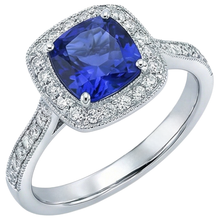 Afbeelding in Gallery-weergave laden, Ring van 14.75 Karaat Tanzaniet met Kastzetting en Natuurlijke uit de aarde gewonnen Diamanten, Goud 14K
