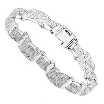 16 Karaat Kleine Echt Diamanten Heren Armband Wit Goud 14K