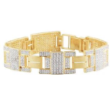 16 Karaat Schitterende Ronde Echt Diamanten Herenarmband Geel Goud 14K