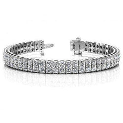 11.20 Karaat Rond Geslepen Dubbele Natuurlijke uit de aarde gewonnen Diamanten Tennisarmband Witgoud