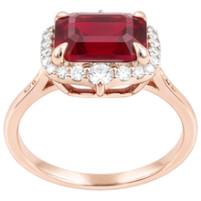 Afbeelding in Gallery-weergave laden, 17 Karaat Grote Asscher Geslepen Rode Robijn IGI GECERTIFICEERDE En Diamanten Ring Goud 14K
