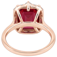 Afbeelding in Gallery-weergave laden, 17 Karaat Grote Asscher Geslepen Rode Robijn IGI GECERTIFICEERDE En Diamanten Ring Goud 14K
