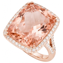 Afbeelding in Gallery-weergave laden, 17 kt Morganite en Natuurlijke echte diamanten ( niet in een laboratorium gekweekt ) jubileumring goud Rose 14K
