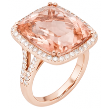 Afbeelding in Gallery-weergave laden, 17 kt Morganite en Natuurlijke echte diamanten ( niet in een laboratorium gekweekt ) jubileumring goud Rose 14K
