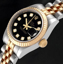 Afbeelding in Gallery-weergave laden, 179173 Lady Rolex Datejust Zwarte Diamant Wijzerplaat Jaar 2012 Verborgen Sluiting
