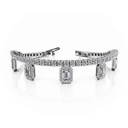 11 Karaat Smaragd & Rond uit de aarde gewonnen Diamanten Bedelarmband Witgoud