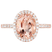 Afbeelding in Gallery-weergave laden, 17,15 ct. Morganite en Natuurlijke echte diamanten ( niet in een laboratorium gekweekt ) jubileumring 14K roségoud

