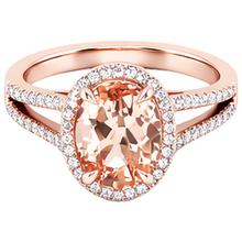 Afbeelding in Gallery-weergave laden, 17,25 ct ovaal en rond geslepen Morganite met Natuurlijke echte diamanten ( niet in een laboratorium gekweekt ) Ring Rose Gold
