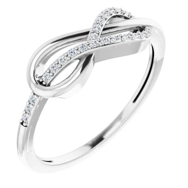 1 Karaat Gedraaide Echt Diamanten Infinity Ring Wit Goud 14K