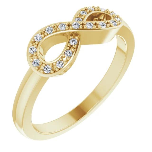 1 Karaat Infinity Echt Diamond Promise Ring Geel Goud 14K VS1 F