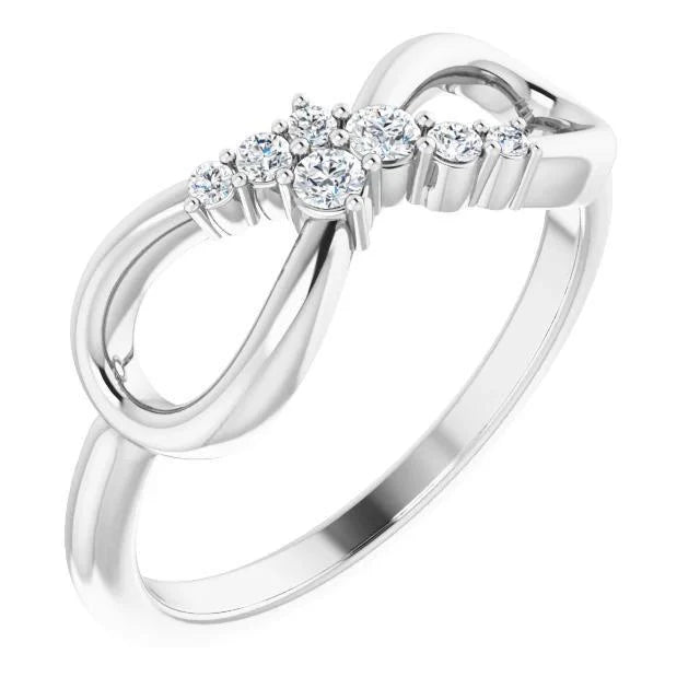 1 Karaat Ring Echt Diamanten Verloving Infinity Stijl Wit Goud 14K