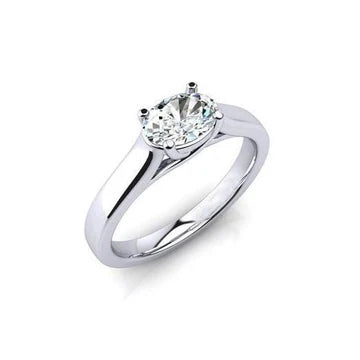 1,25 Ct Solitaire Ovaal Geslepen Echt Diamanten Trouwring witgoud