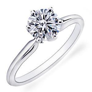 1,25 Ct Witgouden Ronde Geslepen Solitaire Echt Diamanten Trouwring Voor Dames