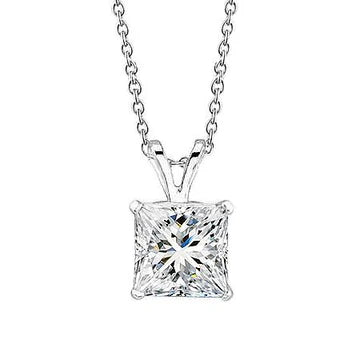 1,25 Karaat Prinses Geslepen Echt Diamanten Halsketting Hanger Wit Goud 14K