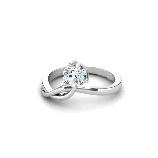 1,25 Karaats Solitaire Gedraaide Schacht Ronde Echt Diamanten Ring Wit Goud