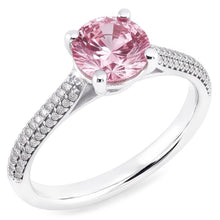 Afbeelding in Gallery-weergave laden, 1,26 ct Ronde roze saffier centrum trouwring met edelsteen
