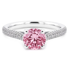 Afbeelding in Gallery-weergave laden, 1,26 ct Ronde roze saffier centrum trouwring met edelsteen
