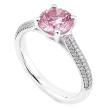 Afbeelding in Gallery-weergave laden, 1,26 ct Ronde roze saffier centrum trouwring met edelsteen
