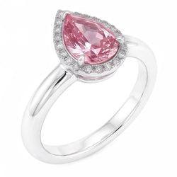 1,26 ct roze saffier peer & ronde Natuurlijke echte diamanten ( niet in een laboratorium gekweekt ) verlovingsring