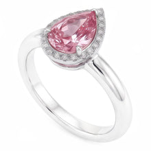 Afbeelding in Gallery-weergave laden, 1,26 ct roze saffier peer &amp; ronde Natuurlijke echte diamanten ( niet in een laboratorium gekweekt ) verlovingsring
